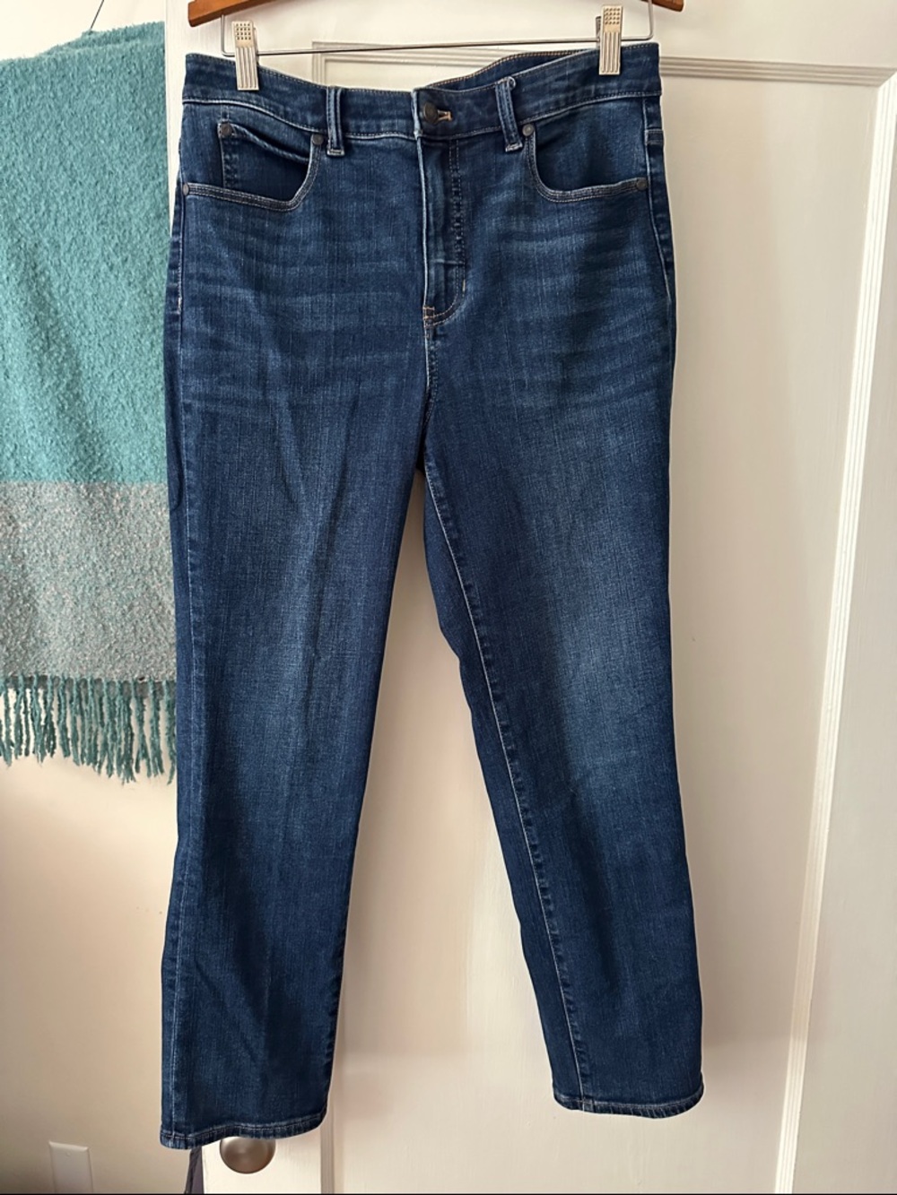 Talbots Dark Wash Slim Straight-Leg High Waisted Jeans 8